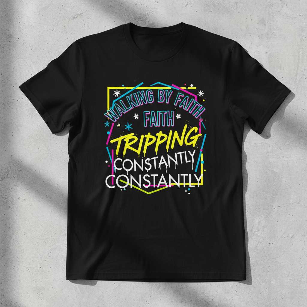Walking By Faith Tripping Constantly Retro T-Shirt, Funny Christian Tee Idea