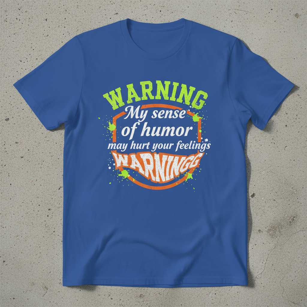 Warning My Sense Of Humor May Hurt Your Feelings Warning Distressed T-Shirt, Funny Tee