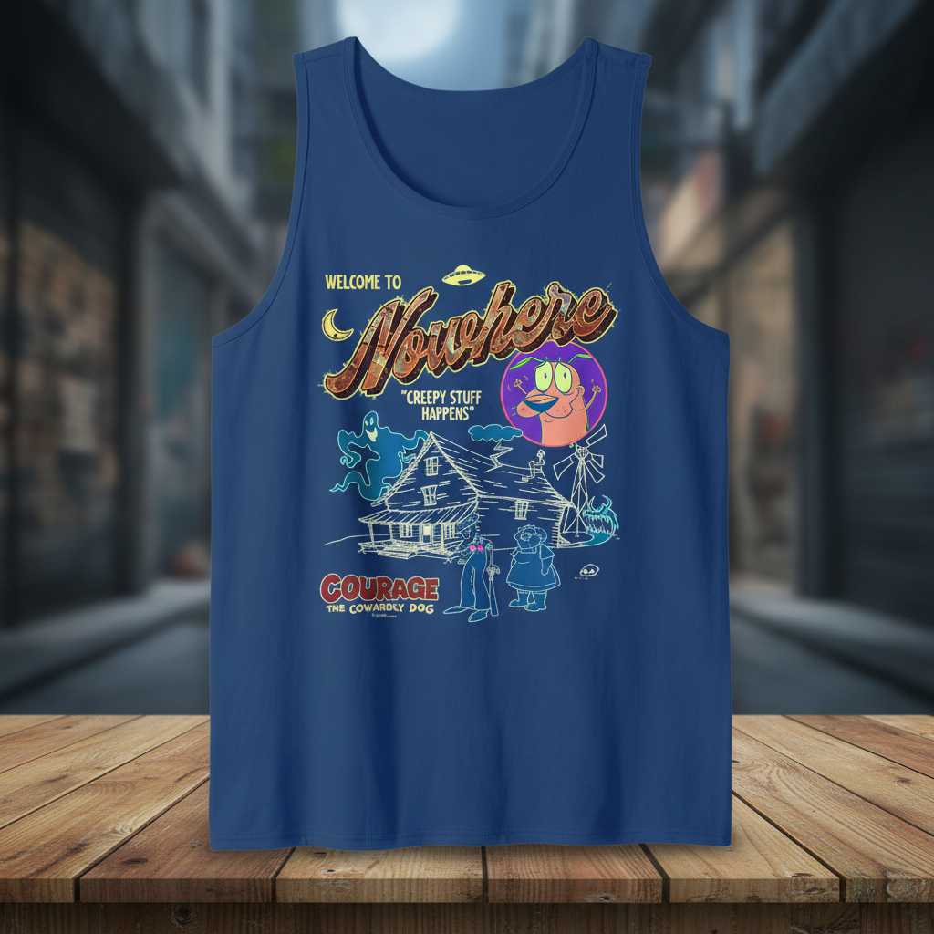 Welcome To Nowhere Creepy Stuff Happens Courage The Cowardly Dog Vintage T-Shirt Retro Tee Graphic Top