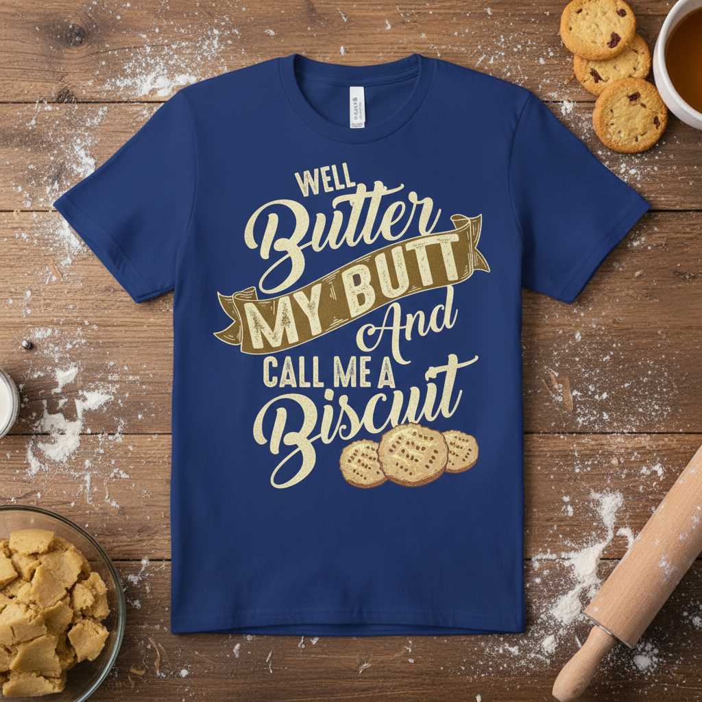 Well Butter My Butt And Call Me A Biscuit Vintage T-Shirt Funny Tee Idea