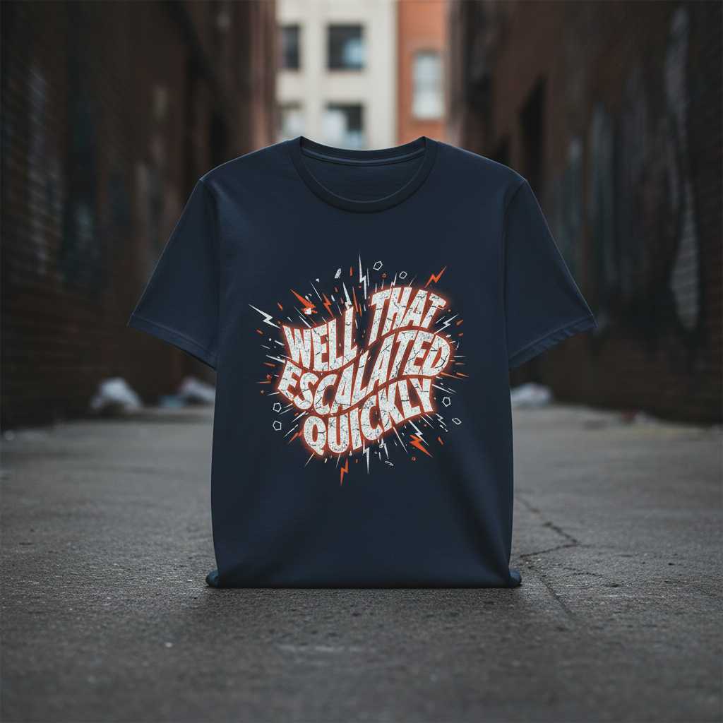 Well That Escalated Quickly Graphic T-Shirt, Funny Novelty Tee Present