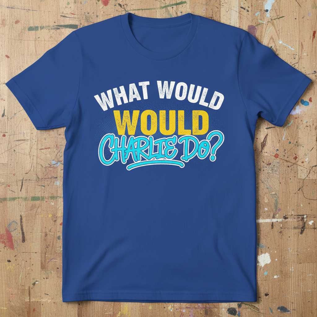 What Would Would Charlie Do- Distressed Graphic T-Shirt, Funny Tee Gear