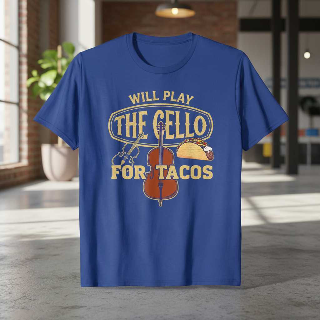 Will Play The Cello For Tacos Vintage T-Shirt, Funny Musician Tee Idea