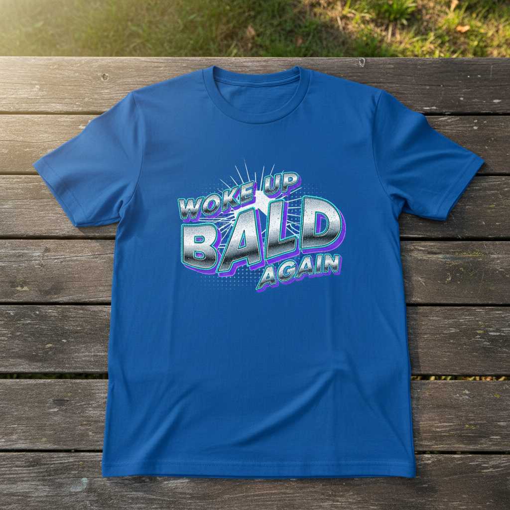 Woke Up Bald Again Retro 90s Graphic T-Shirt, Funny Novelty Tee Gear Idea