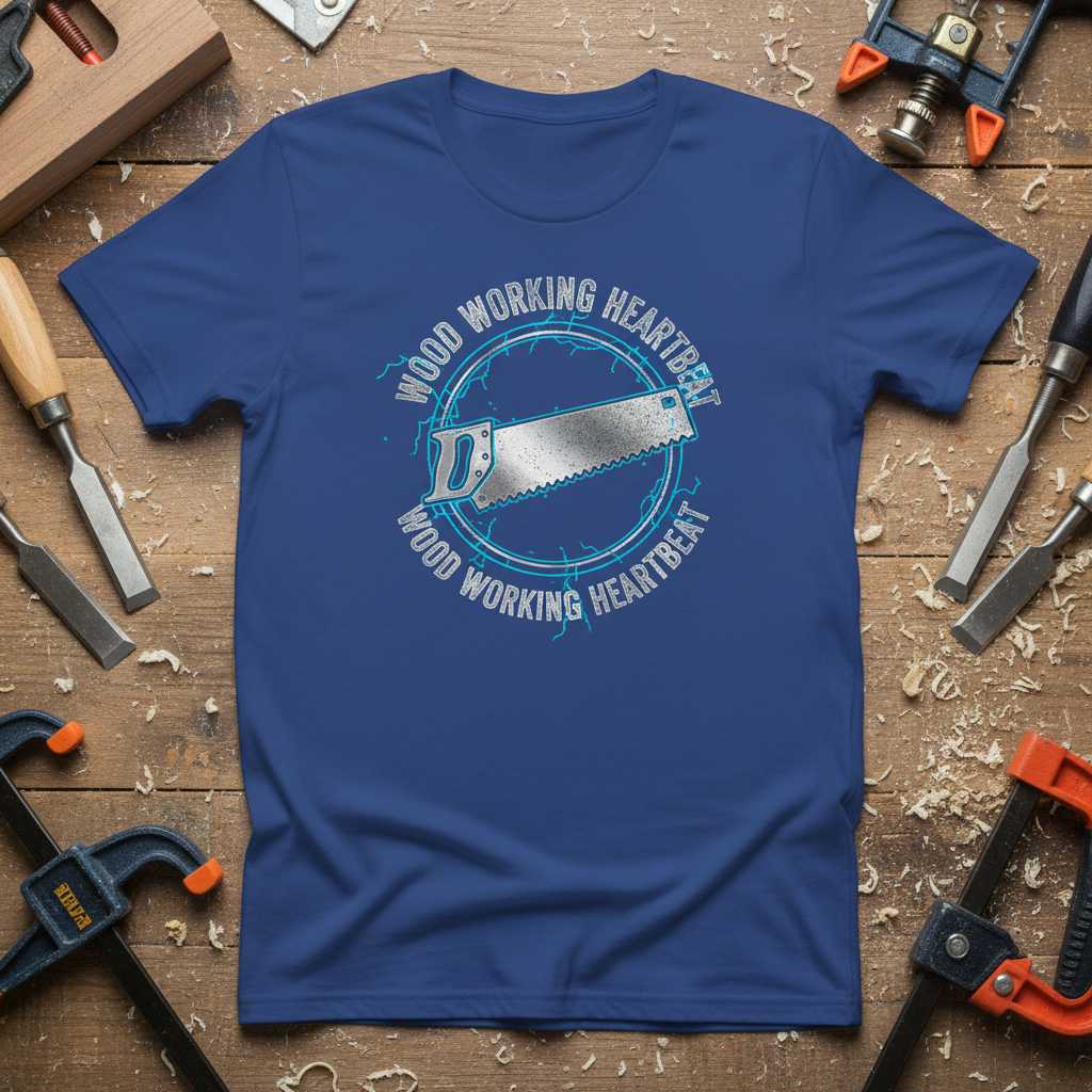 Wood Working Heartbeat Vintage T-Shirt, Funny Carpenter Graphic Tee Gear