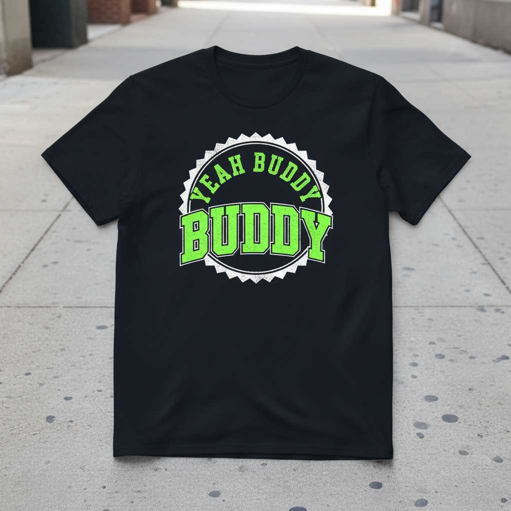 Yeah Buddy Buddy Distressed Graphic T-Shirt, Funny Novelty Tee Merch Idea