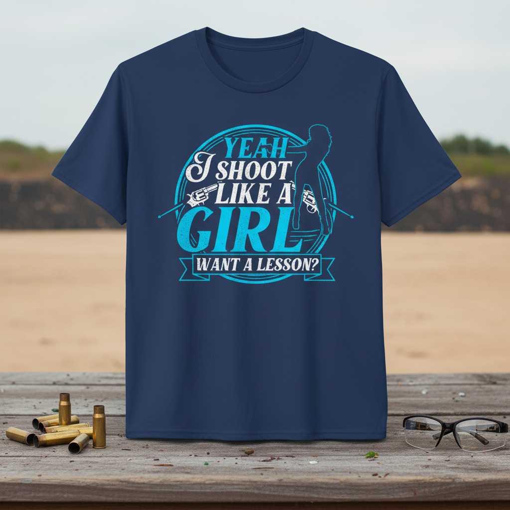 Yeah I Shoot Like A Girl Want A Lesson- Graphic T-Shirt Target Shooting Tee