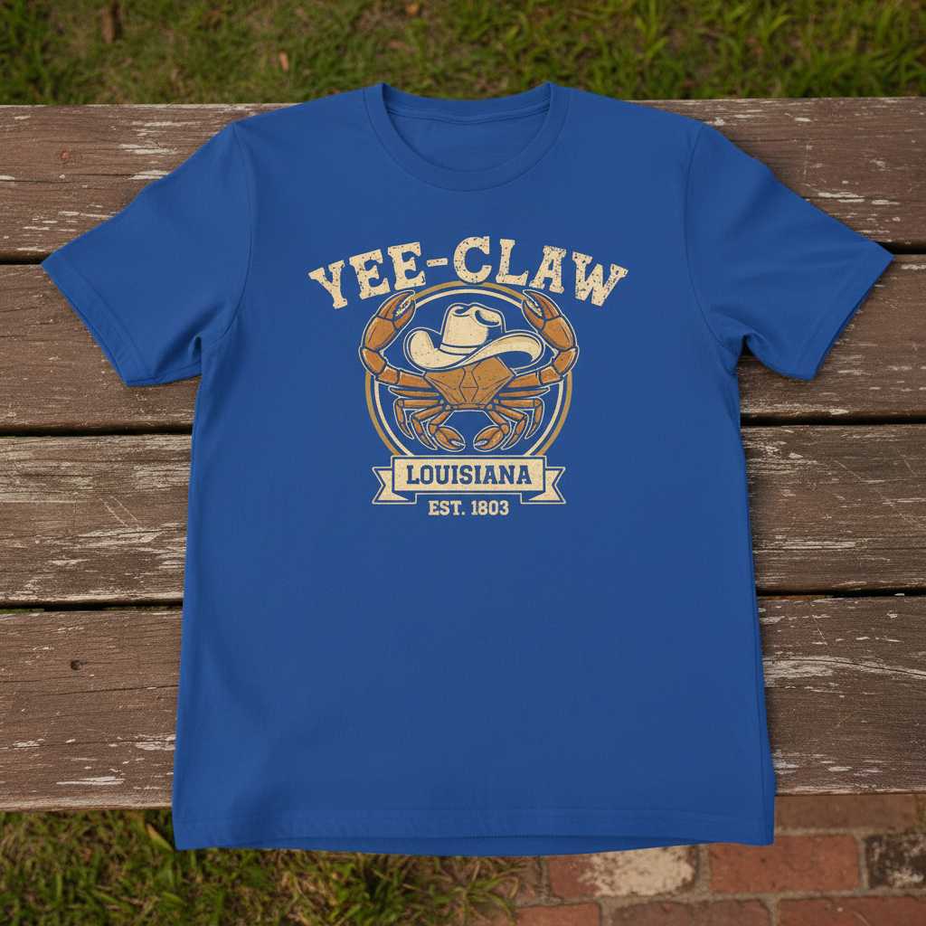Yee-Claw Louisiana Est. 1803 Vintage T-Shirt, Funny Graphic Tee Souvenir