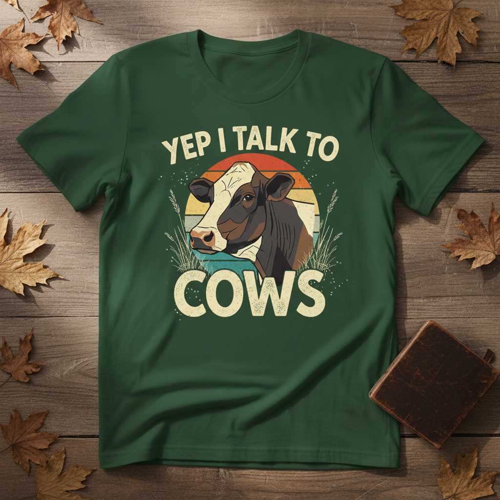 Yep I Talk To Cows Retro Vintage T-Shirt, Funny Farmer Graphic Tee Gear