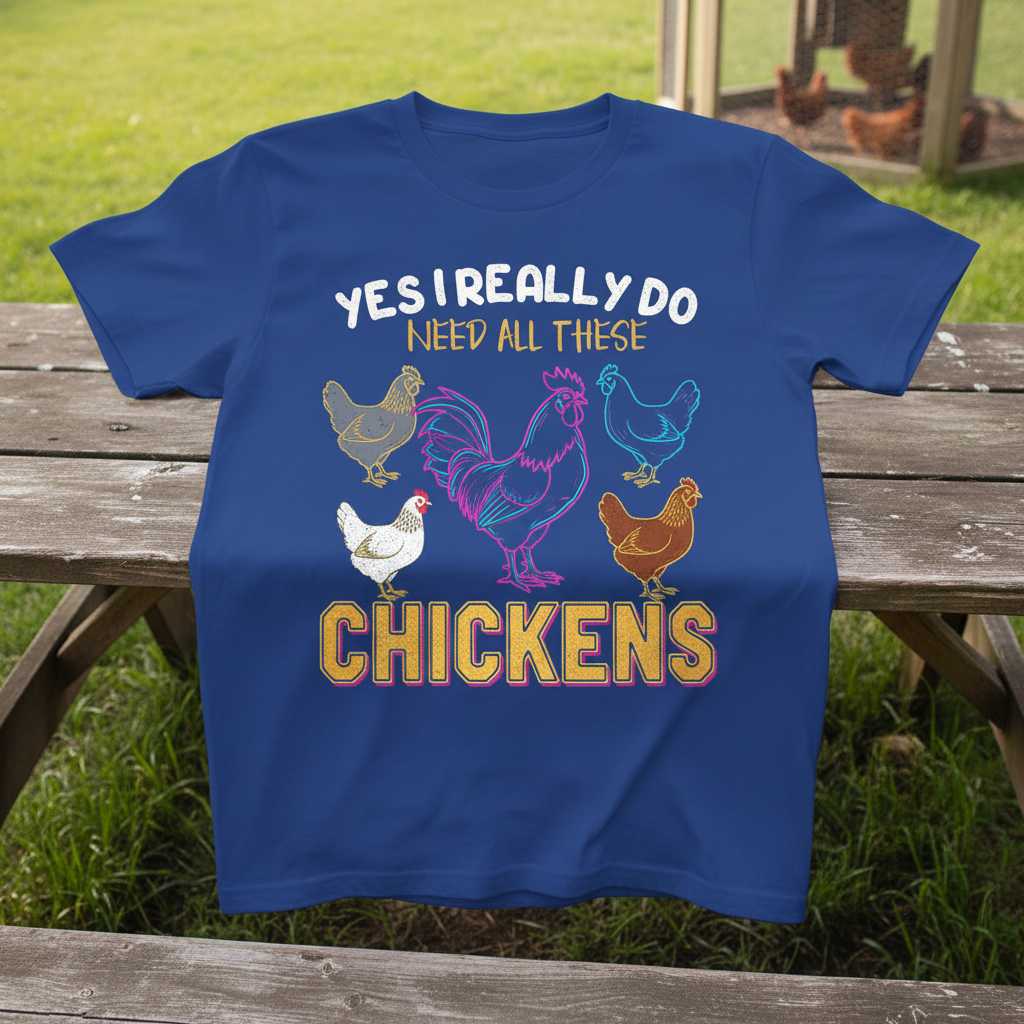 Yes I Really Do Need All These Chickens Graphic T-Shirt, Funny Farmer Tee