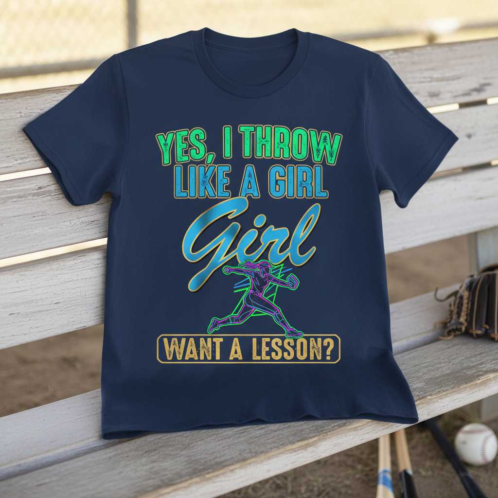Yes I Throw Like A Girl Want A Lesson 90s Retro T-Shirt, Funny Graphic Tee