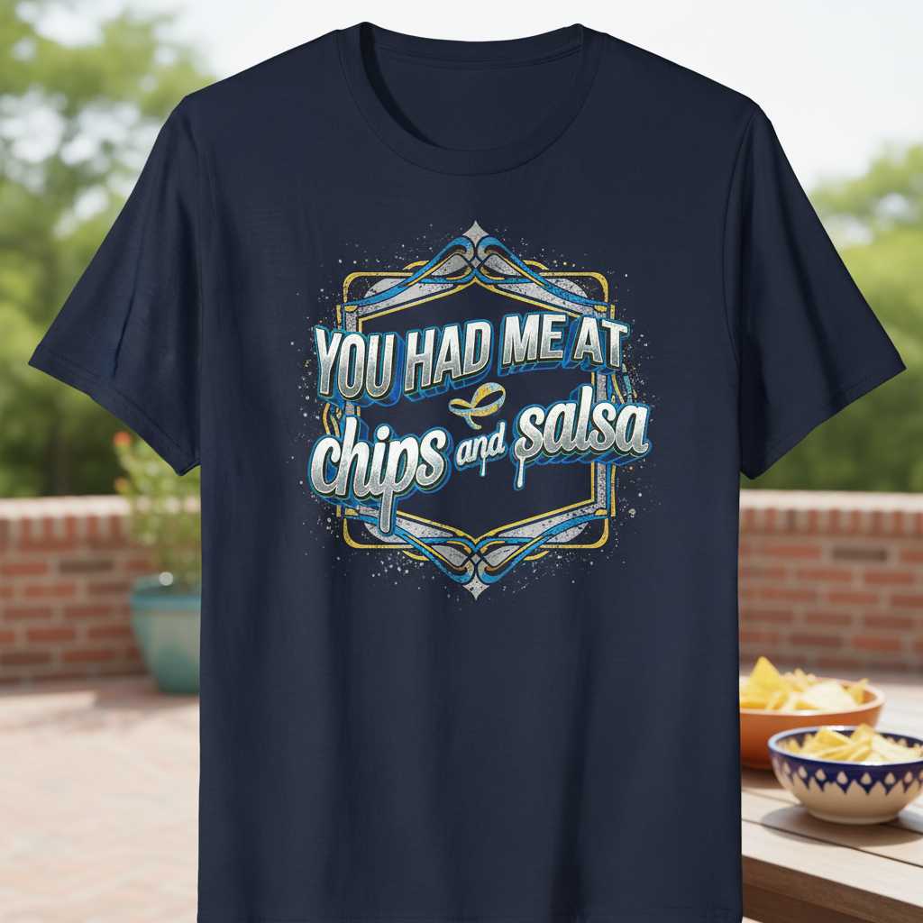 You Had Me At Chips And Salsa Distressed T-Shirt, Funny Graphic Tee Present