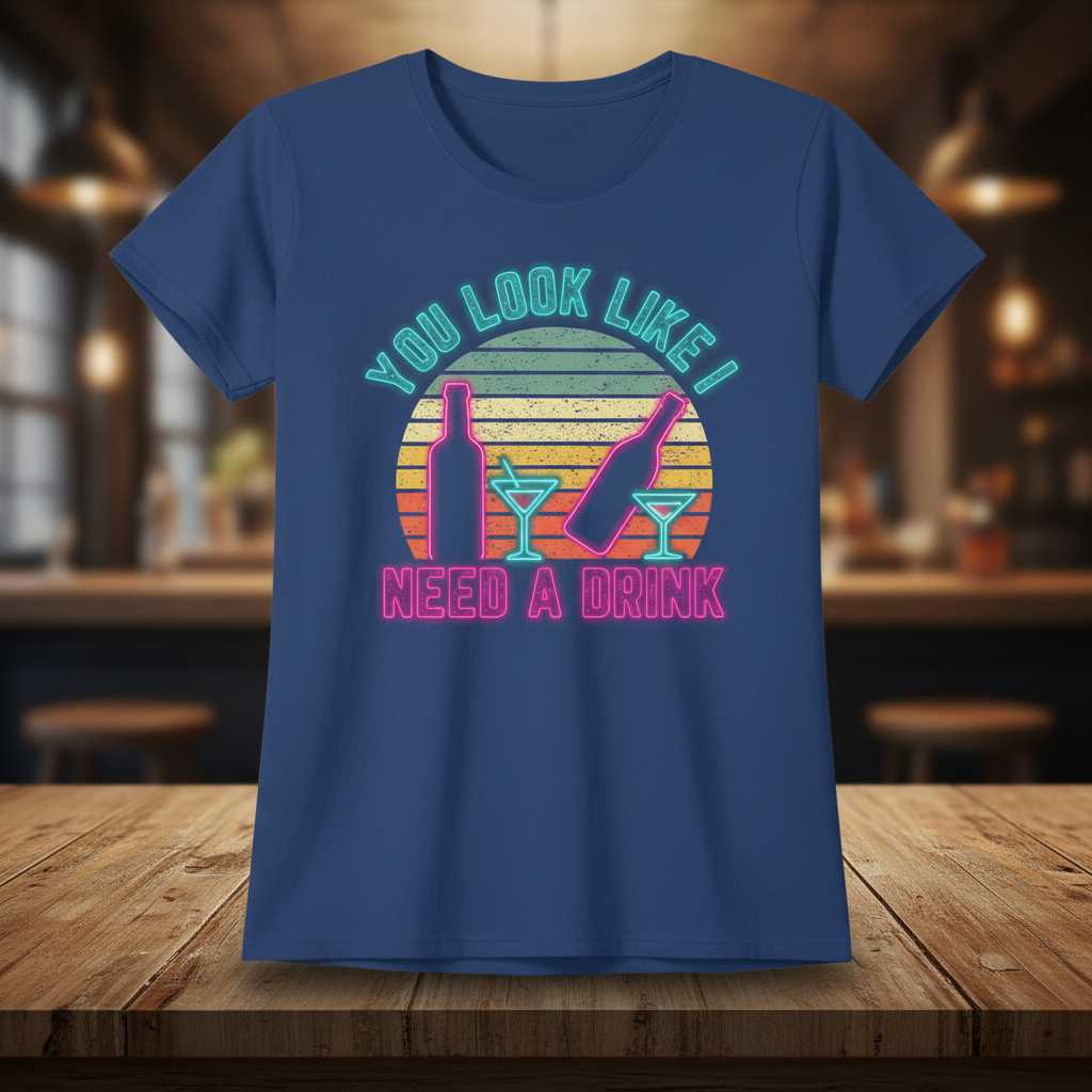 You Look Like I Need A Drink Retro Vintage T-Shirt, Funny Graphic Tee Gear
