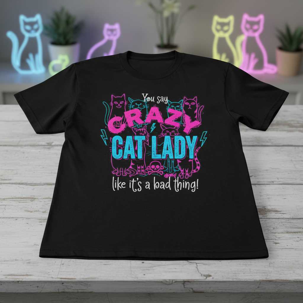 You Say Crazy Cat Lady Like Its A Bad Thing! Retro T-Shirt, Funny Tee Gift Idea