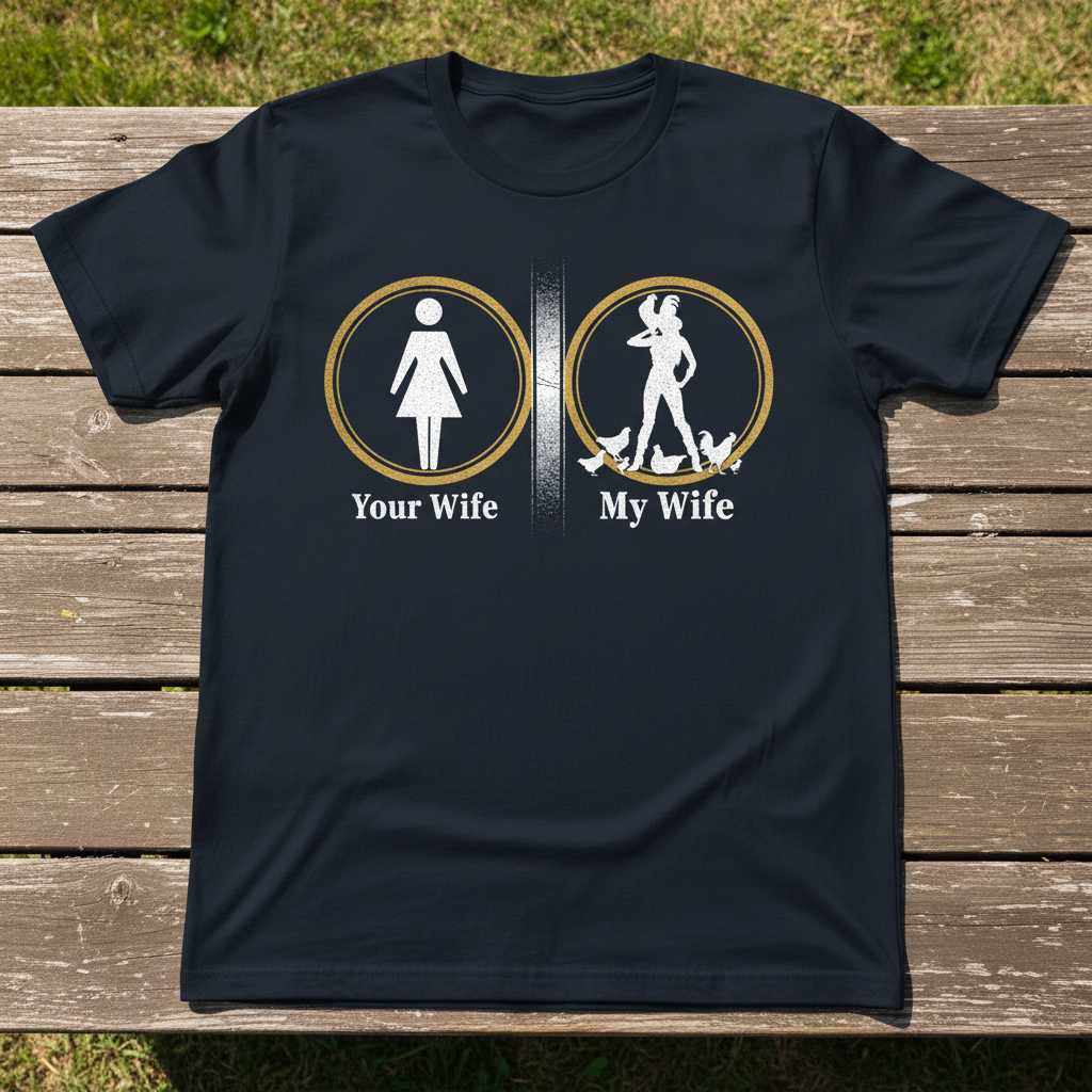 Your Wife My Wife Distressed Vintage T-Shirt Funny Chicken Lady Tee Gift Idea