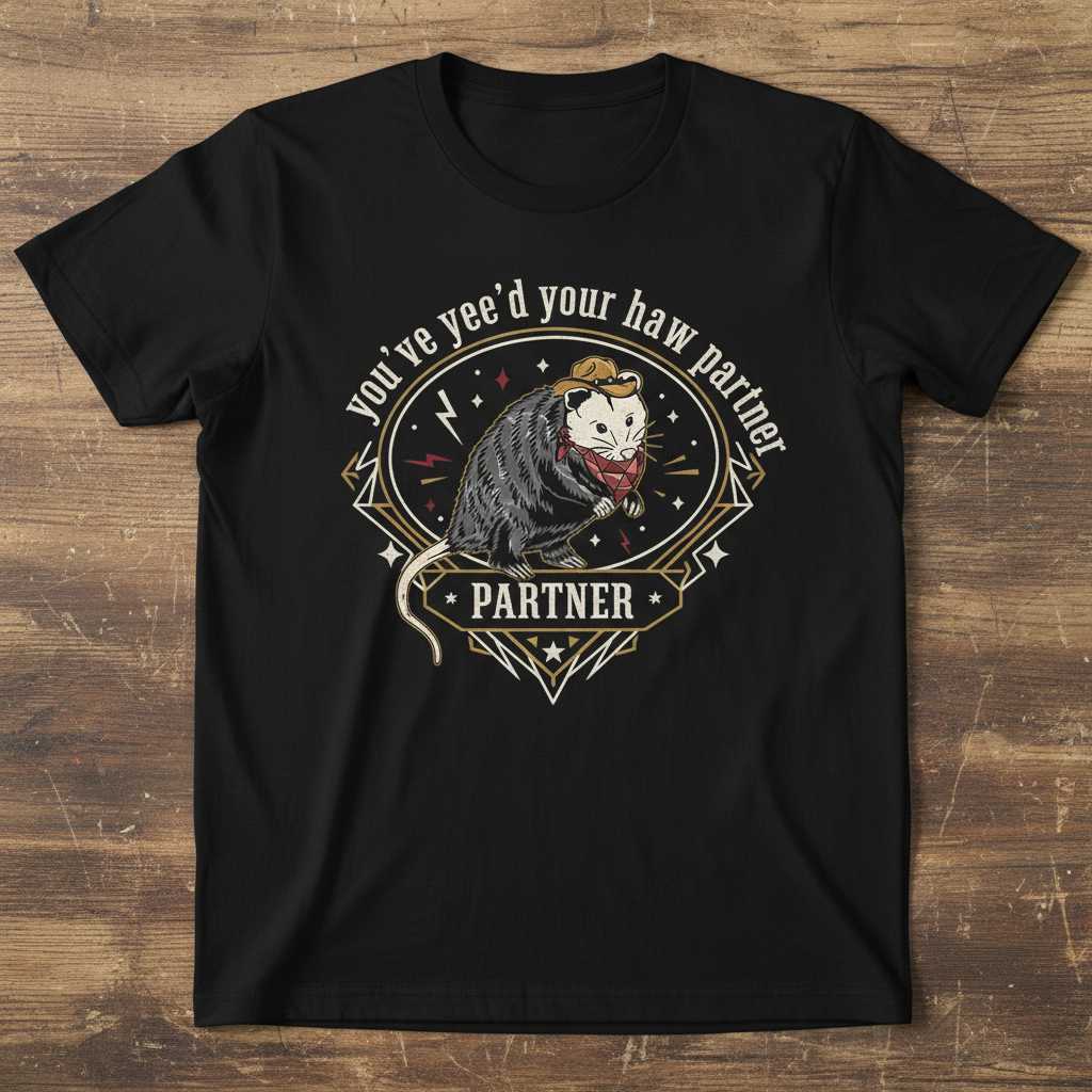 Youve Yeed Your Haw Partner Vintage Opossum T-Shirt Funny Novelty Tee