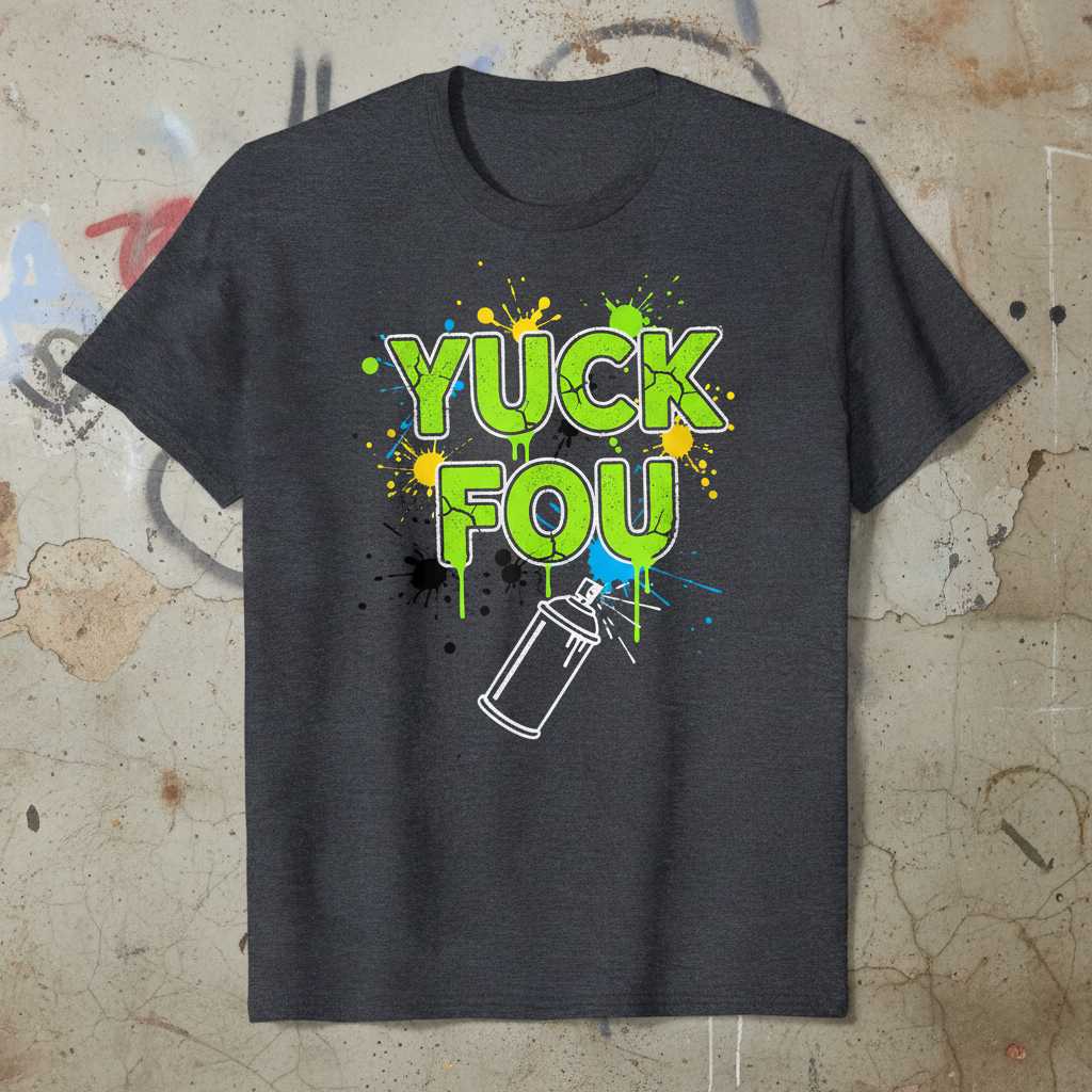 Yuck Fou 90s Grunge Graffiti Graphic T-Shirt, Funny Novelty Tee Souvenir