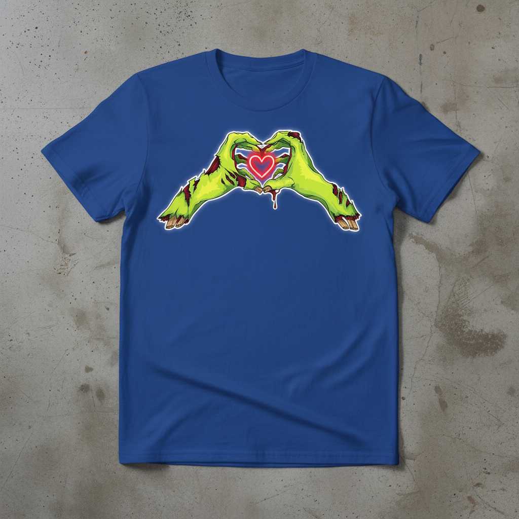 Zombie Heart Hands Distressed Halloween T-Shirt, Spooky Graphic Tee Top