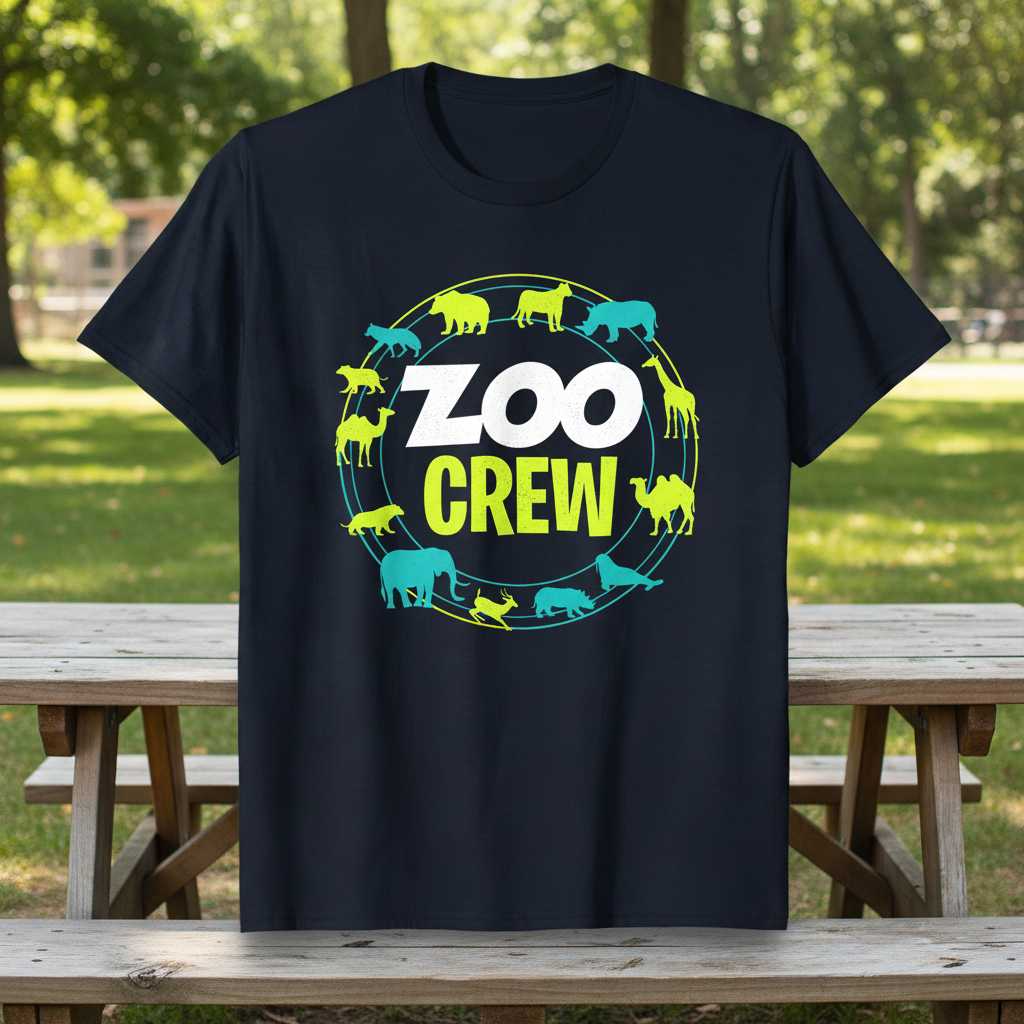Zoo Crew Distressed Retro T-Shirt, Graphic Novelty Animal Zookeeper Tee Gear
